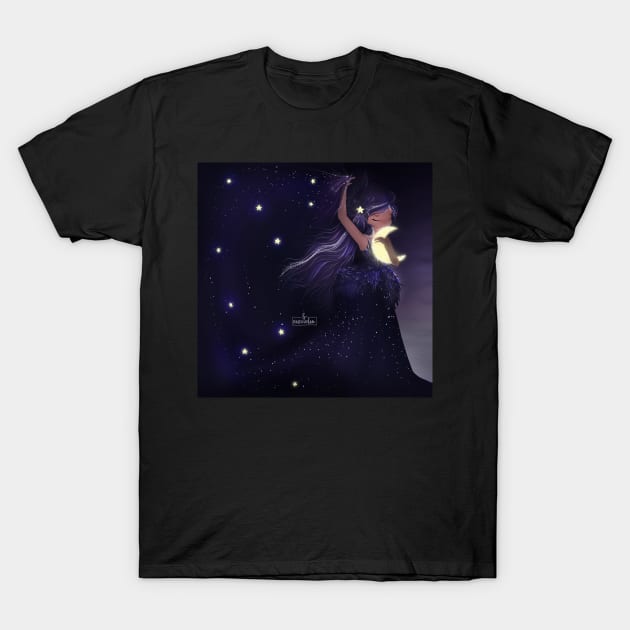 Goddess of Stars and Nights - Nyx T-Shirt by cisviolin